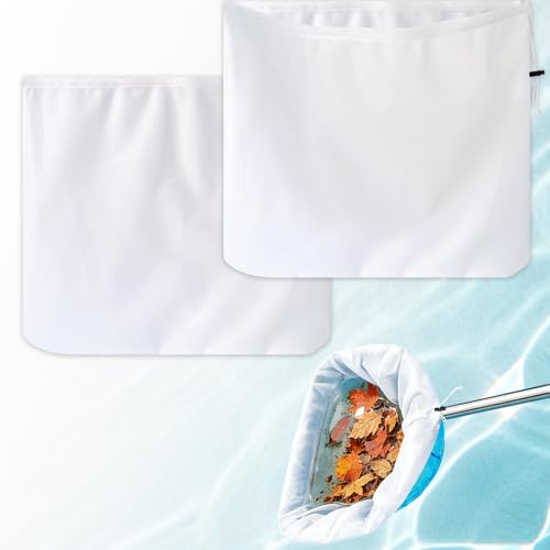 2 Pcs Pool Fine Mesh Net Bag Replacement, 26x22 Inch Adjustable Ultra Fine Mesh Net Bag for Pool Skimmer Net Replacement, Cleaning Spa Pool,Ground Pool, Hot Tub