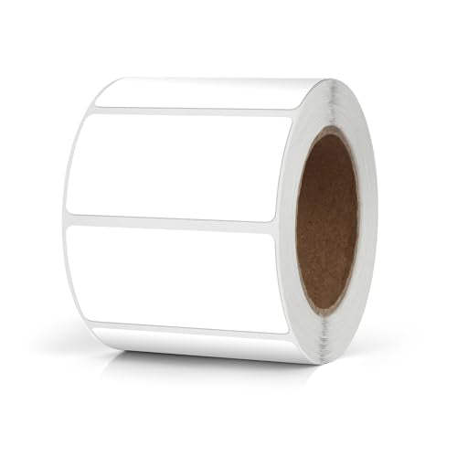 White Rectangle Stickers 2 x 1 Inch Color Coding Labels Vinyl Roll Self-Adhesive Waterproof Removable 500 PCS - color: White