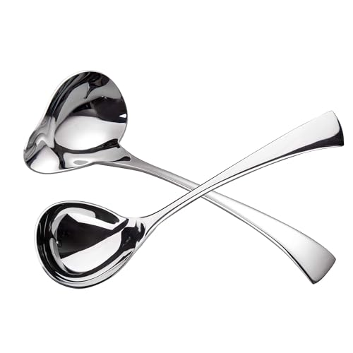 IMEEA 2-Piece Small Ladle Set, 7" Drizzle Spoon with Pour Spout 7.6" Serving Ladle, 18/10 Stainless Steel for Gravy, Sauces & Dressing - size: 1 x Soup Spoon + 1 x Drizzle Spoon