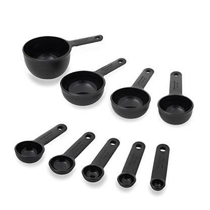 KitchenAid Universal Easy To Read Measuring Cup and Spoon Set with Soft Grip Handle for Maximum Control, Hang Hole and Nesting For Easy Storage, Dishwasher Safe, 9 Piece, Black - color: Black