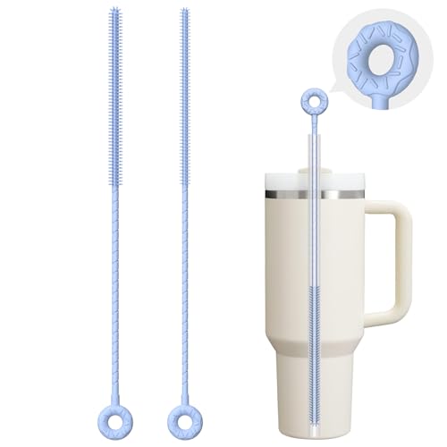 Silicone Straw Cleaner Brush, 2 Pcs Reusable Cleaning Brushes for Straws, 6mm&9mm, Blue - color: Blue