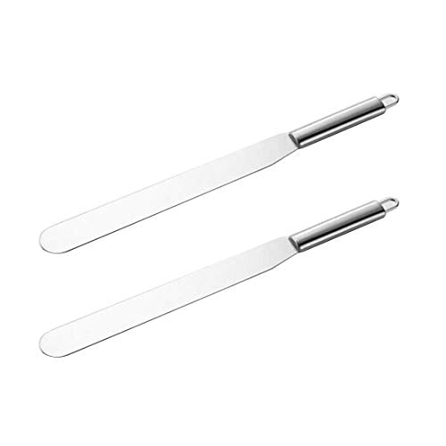 OLIREXD Cake Metal Spatula Stainless Steel Foodservice Straight Icing Spatula Spreader, Set of 2, 11-Inch, Silver - color: 2 Pieces