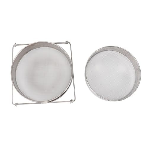 Stainless Steel Honey Strainer Double Sieve Mesh Filter Beekeeping Equipment Tools with Dual Screen Design, Extendable Arm (9.8 16.3 Inches) for 5 Gallon Buckets,
