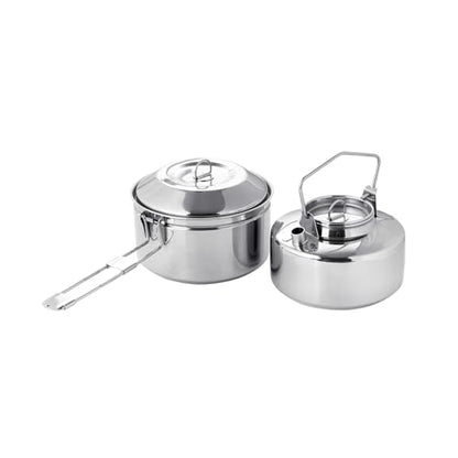 Fire-Maple Antarcti S/S Kettle Pot Set | 18-8 Stainless Steel | all Steel Construction | Ideal for Camping Bushcraft Use | Compact Cookware Set - size: S/S Kettle Pot Set