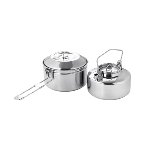 Fire-Maple Antarcti S/S Kettle Pot Set | 18-8 Stainless Steel | all Steel Construction | Ideal for Camping Bushcraft Use | Compact Cookware Set - size: S/S Kettle Pot Set