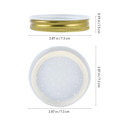 Homoyoyo Bee Feeder Lids for Mason Jar, 8 Pack Metal Perforated Gold Caps, 2.87 in Beehive Entrance Jar Lids for Sugar Syrup Water Feeding, Replacement Beekeeping Supplies, 2.87 in (7.3 cm) Golden