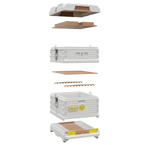 Apimaye Ergo Insulated 10 Frame Hybrid 1 Deep 1 Medium Beehive Set (White Body Yellow Entrance)