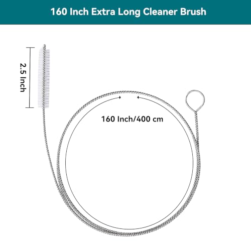 2-in-1 Drain Cleaning Kit-160 Inch Flexible Stainless Steel Drain Brush and 80 Inch Spring Drain Auger - style: 160 IN
