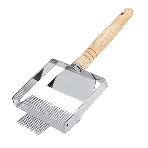 Beekeeping Uncapping Fork Tool – Stainless Steel Beehive Knife Scraper with Wooden Handle for Honey Harvesting Comb Uncapping