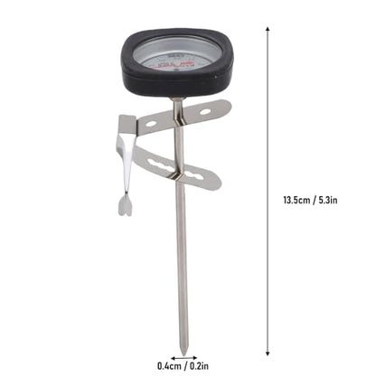 Instant Read Pocket Milk Frothing Thermometer with Clip, 304 Stainless Steel, Square Shape, Black, for Chocolate and Coffee Drinks (Black) - color: Black