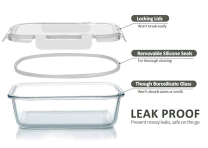 M MCIRCO 24-Piece Glass Food Storage Containers with Upgraded Snap Locking Lids,Glass Meal Prep Containers Set - Airtight Lunch Containers, Microwave, Oven, Freezer and Dishwasher,White - color: White