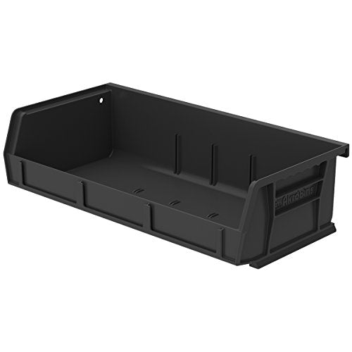Akro-Mils 30232 AkroBins Plastic Storage Bins, Space-Saving Stackable Bins for Garage, Pantry, Craft Organization, 5" x 11" x 3", Black, 8-Pack - color: Black