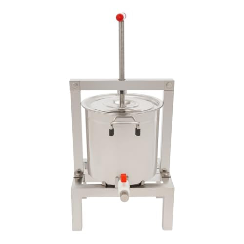 10L Stainless Steel Manual Honey Press Machine, Multifunctional Fruit Wine Press, DIY Juice Olive Oil Cheese Extractor Press for Home Apiary Farm Food Factory