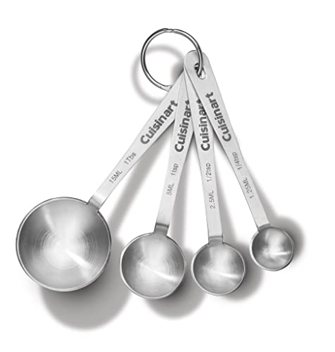Cuisinart Mesh Strainers, 3 Count Set, CTG-00-3MS & CTG-00-SMP Stainless Steel Measuring Spoons, Set of 4 & CTG-00-SMC Measuring Cups, Set of 4, Silver