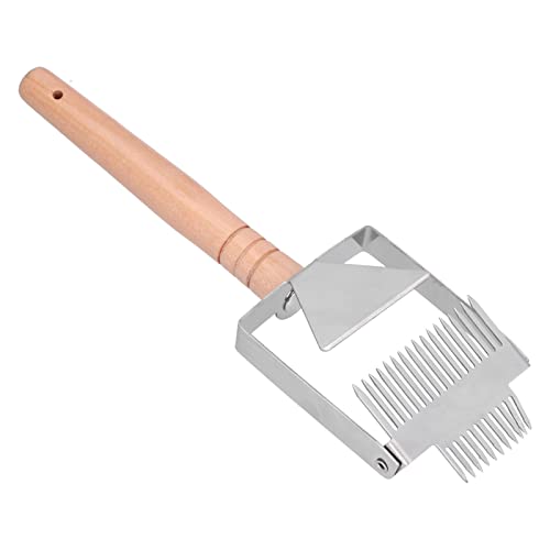 Rengue Honey Uncapping Fork Double Head Honey Cutting Fork Scraper Beehive Tool with Comfortable Handle for Beekeeping Collection (Double-Ended Wooden Handle) - size: Double-ended wooden handle