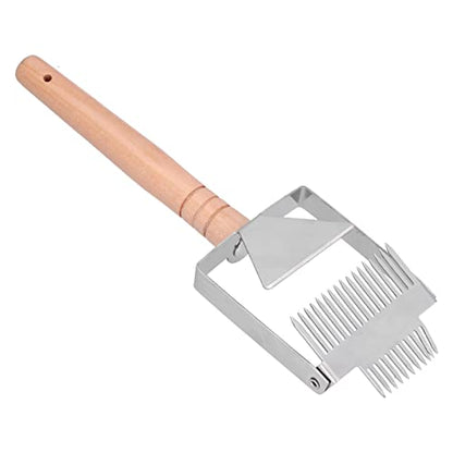 Rengue Honey Uncapping Fork Double Head Honey Cutting Fork Scraper Beehive Tool with Comfortable Handle for Beekeeping Collection (Double-Ended Wooden Handle) - size: Double-ended wooden handle
