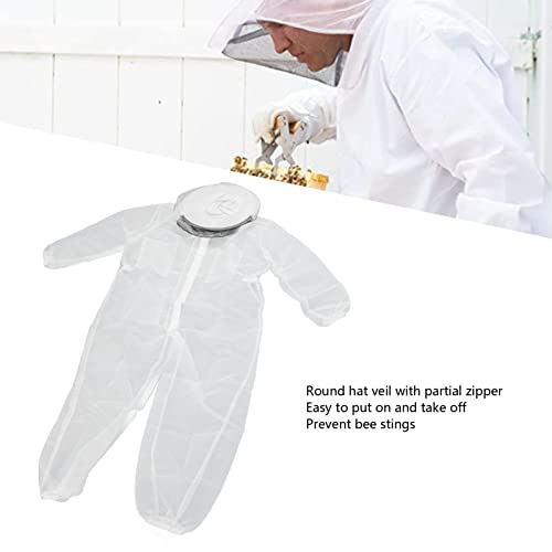Luocute Bee Suit for Men Women, Cotton Breathable Ultra Thin Soft Comfortable Full Body Beekeeping Suit with Round Hat Veil, Anti Sting Protection for Beeyard and Backyard