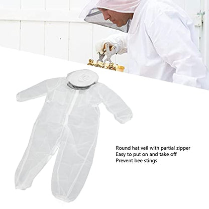 Luocute Bee Suit for Men Women, Cotton Breathable Ultra Thin Soft Comfortable Full Body Beekeeping Suit with Round Hat Veil, Anti Sting Protection for Beeyard and Backyard