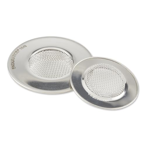 RSVP International Stainless Steel Kitchen Sink Strainer, Food Scrap Trap, Dishwasher Safe, Stainless Steel, Strainer Set of 2 Assorted - size: Strainer Set of 2 Assorted