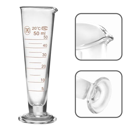 Professional Lab Graduated Measuring Cup with Spout 50ml Wide Mouth Glass Conical Beaker Thickened Borosilicate Beaker Heat Resistant (50ml) Transparent - size: 50ml