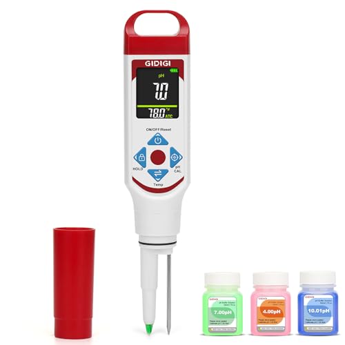 Digital pH Meter for Food and pH Cleaning Solution Pocket pH Pen for Fermentation with 4 * 50ml Cleaning Solution and pH Calibration Kits