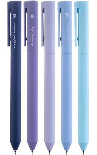 DIVERSEBEE Gel Ink Pens Assorted Colors, 0.5 mm Fine Point, Bible Pens No Bleed Through with Cute Fine Tip, Bible Study Journaling Supplies Set, 5 Pack (Blue) - color: Blue, size: 1 Count (Pack of 5)