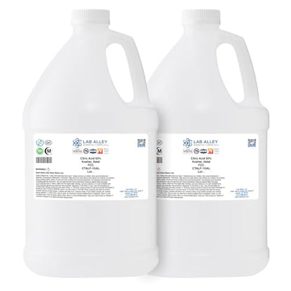 Lab Alley Citric Acid 50% Solution, FCC/Food Grade, Kosher Certified, Great for Cooking and Cleaning - 2 Gallons - size: 2 Gallons