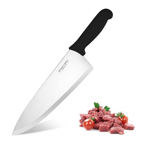 10 inch Japanese High Carbon Stainless Steel Chef Knife, Professional Sharp Wide Cook Knife with Non-slip Ergonomic Handle, for Kitchen Home Restaurant (Black) - color: Black