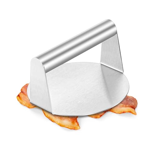 Smash Burger Press, HaSteeL 5.5-Inch Stainless Steel Burger Press, Non-Stick Grill Press for Flat Top Griddle Grill Cooking, Round Smasher Tool for Cooking Burgers, Bacon, Meats, Sausages - style: 1-Piece
