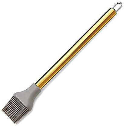 Gold Basting Brush, Berglander Non-stick Silicone Kitchen Brush For Cooking With Titanium Gold Plating Handle, Barbeque Brush, Pastry Brush, BBQ Brush, Dishwasher Safe, Easy to Clean - style: l. Brush