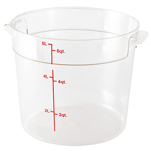 Restaurantware Met Lux 6 Quart Food Storage Containers 10 Round Commercial Storage Containers - Lids Sold Separately With Volume Markers Clear Plastic Food Prep Buckets Space-Saving Storage - size: 6 qt, style: 10 Count
