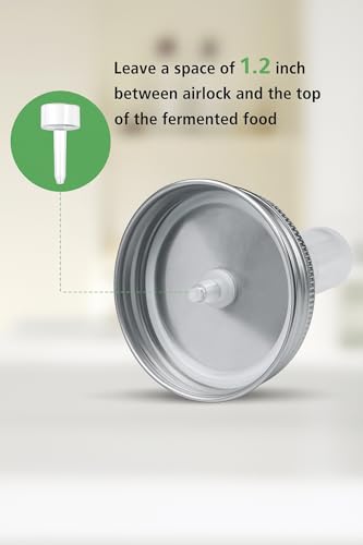 Fermentation Kit for Wide-Mouth Fermenting Jars: Includes 4 Silicone Airlocks, 4 Sealing Rings, 4 Glass Weights, 4 Grommets, 4 Stainless Steel Lids - Ideal Fermenting Kit for Cooks & Healthy Eating