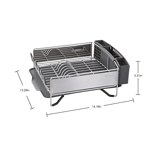 KitchenAid Compact Space Saving, Dish Rack with Removable Flatware Caddy and Angled Self Draining Drainboard, Satin Gray, 15-Inch-by-13.25-Inch - color: Gray, size: Compact
