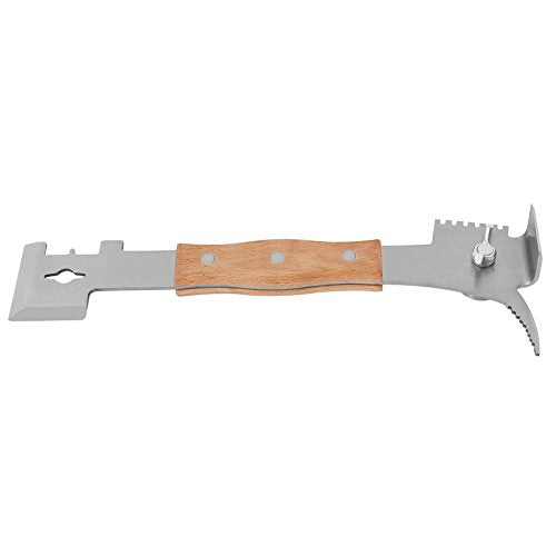 Professional Stainless Steel Beekeeping Hive Tool Multifunctional Scraper Pry Bar with Wood Handle for Honeycomb Frame Maintenance Wax Removal Beekeepers Essential 10.6 Inc