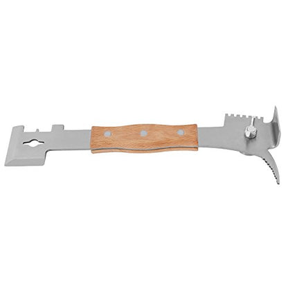 Professional Stainless Steel Beekeeping Hive Tool Multifunctional Scraper Pry Bar with Wood Handle for Honeycomb Frame Maintenance Wax Removal Beekeepers Essential 10.6 Inc