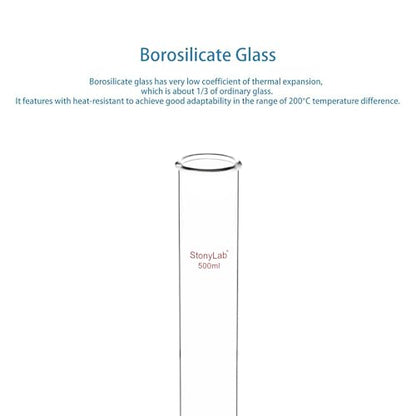 stonylab Dropping Funnel, Borosilicate Glass Burette Funnel with PTFE Stopcock for Laboratory and Home Use, 500 ml - size: 500 ml