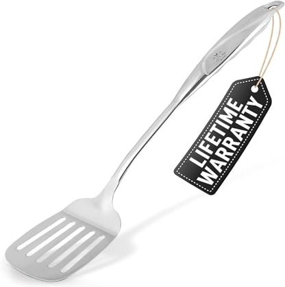 Zulay Kitchen Stainless Steel Spatula - 14.8” Heat-Resistant Metal Slotted Turner for Cooking, Frying & Grilling - Durable, Rust-Proof & Dishwasher Safe Kitchen Utensil for Everyday Use - size: Slotted Turner