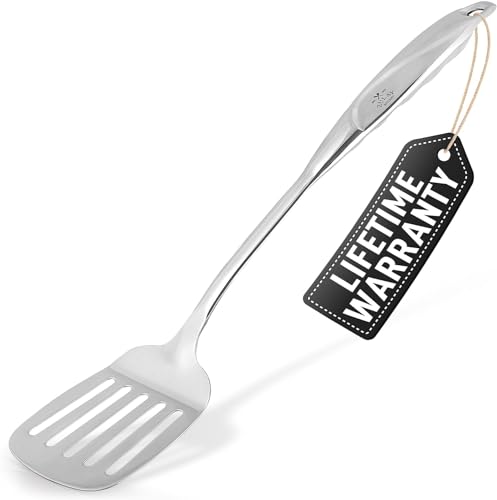 Zulay Kitchen Stainless Steel Spatula - 14.8” Heat-Resistant Metal Slotted Turner for Cooking, Frying & Grilling - Durable, Rust-Proof & Dishwasher Safe Kitchen Utensil for Everyday Use - size: Slotted Turner