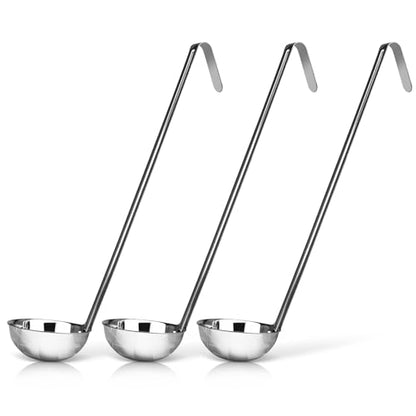 Whysko Soup Ladles Stainless Steel, 3-Pack of 4 oz. Metal Ladle Spoons, Rustproof Heat-Resistant Materials for Cooking and Serving Soups and Sauces, Commercial Grade Kitchen Essentials - size: 4 Ounce (3-Pack)