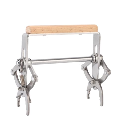 Srliya Beekeeping Gripper, Wood Handle Stainless Steel Bee Hive Frame Lifter Holder with Ergonomic Design, for Honey Harvesting Hive Inspections Colony Checks