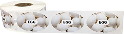 Egg Grocery Store Food Labels 1.25 x 2 Inch Oval Shape 500 Total Adhesive Stickers - color: Egg