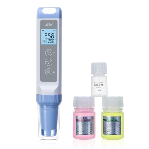 Utile pH Meter Pro,±0.01pH Accuracy pH Tester Kit, Auto Temp. Compensation, Auto 1-3 Points Calibration,Waterproof,LCD Display,4434.0003.1