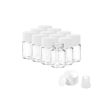 2ml Clear Glass Vials with Screw Caps and Plastic Stoppers, 1/2 Dram Small Liquid Sample Vial, Leak-Proof Vial, 12PCS(White Cap) - color: CLEAR, size: 2ml