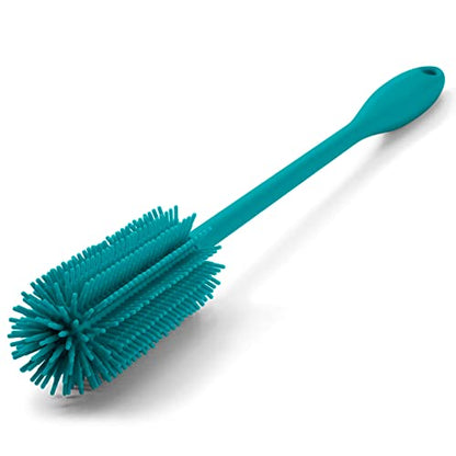 Silicone Bottle Brush, Water Bottle Cleaner Brush with Long Handle, Perfect for Cleaning Narrow Neck Containers, Vacuum Sports Bottle, Tumblers, Flask, Glassware (1 Pack, Turquoise) - color: Turquoise