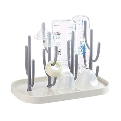 Baby Bottle Drying Rack with Tray, Creative Tree Branch Baby Bottle Dryer Holder for Bottles, Teats, Cups, Pump Parts and Accessories (1 Pc, Beige)