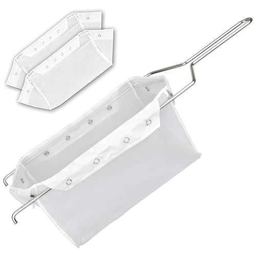 2 Pcs Deep Fryer Oil Filter Bag with Frame, Reusable Cooking Oil Fryer Filter Oil Strainer for Deep Fryer, Easy-Clean Mesh for Home Commercial Use Fryer Filter Bag (Bag X Frame)