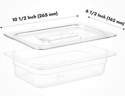 CURTA 6 Pack NSF Food Pan Cover, 1/4 Size Clear Polycarbonate Lid with Handle for Commercial Food Pan, Dishwasher & Freezer Safe Plastic Clear - color: 1/4 Size, size: Handled Lids