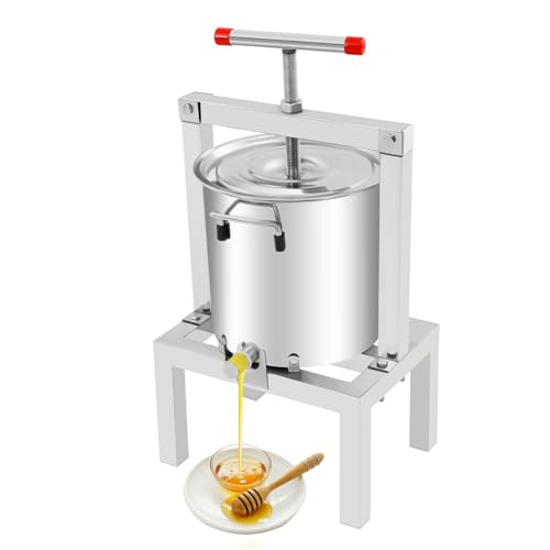 Manual Fruit Juicer, Grape Apple Juice Extractor 2.6gal/10L with Press Handle,DIY Large Fruit Honey Presser Beeswax Extractor Beekeeping Machine - color: A
