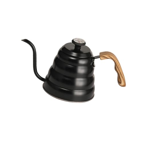 304 Stainless Steel Pouring Over Coffee Kettles with Thermometers and Wood Handle for Temperature Control Rustless Swanneck Coffeepot