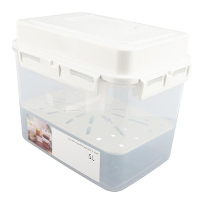 Luqeeg Portable Kimchi Container, 5L Large Capacity Fermentation Storage Container, Leakproof Pickle with Sealed Lid & Handle, Clear & Lightweight